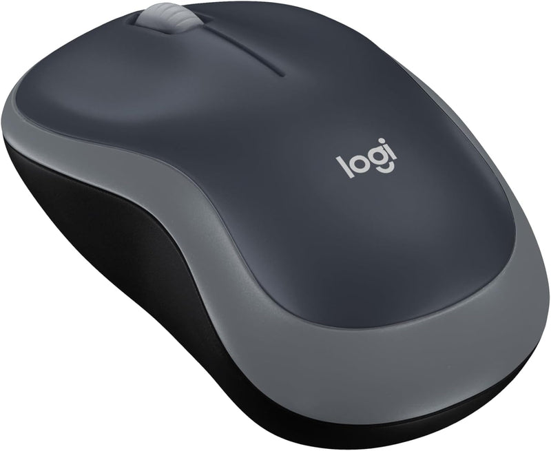 Logitech M185 Wireless Mouse, 2.4GHz with USB Mini Receiver, 12-Month Battery Life, 1000 DPI Optical Tracking, Ambidextrous, Compatible with PC, Mac, Laptop - Swift Gray