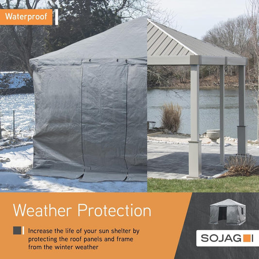 Sojag Universal Winter Cover Plus for Tall Gazebos, Storage for Grill & Patio Furniture, Flame and Weather-Resistant, 10' x 12', Grey - PuriLite