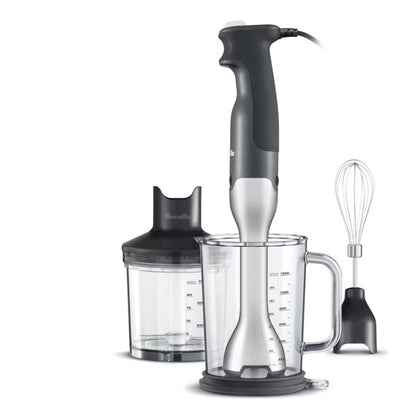 Breville Control Grip Immersion Blender: 15-Speed Handheld Mixer, Stainless Steel, Dishwasher-Safe Parts, 280W, Model BSB510XL
