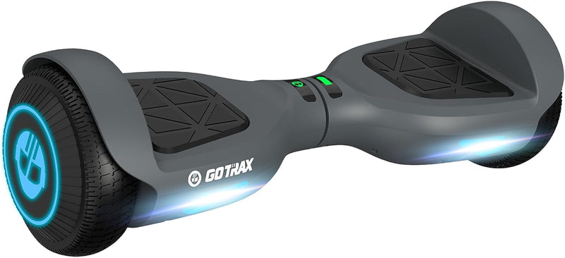 Gotrax Edge Hoverboard with 6.5" LED Wheels & Headlight, Max 5km Range & 10km/h Power by Dual 200W Motor, UL2272 Certified and 50.4Wh Battery Self Balancing Scooters for 44-176lbs Kids Adults(Gray)