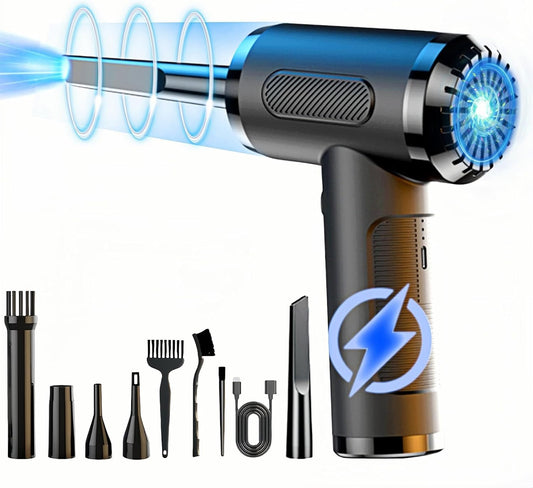 Compressed Air Duster, 130000 RPM Handheld Air Blower, Air Pump, 3 Gear Adjustable Electric Duster with LED Light, Rechargeable Cordless Air Duster for Car Computer Keyboard Office Sofa