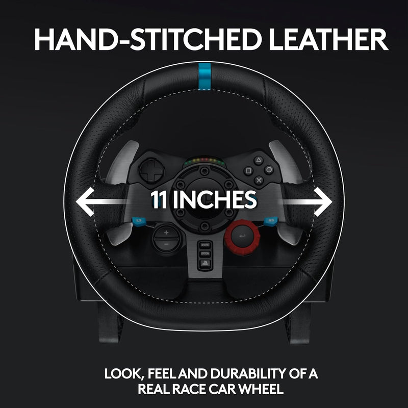 Logitech G29 Driving Force Racing Wheel and Floor Pedals, Real Force Feedback, Stainless Steel Paddle Shifters, Leather Steering Wheel Cover for PS5, PS4, PC, Mac - Black - PlayStation 3