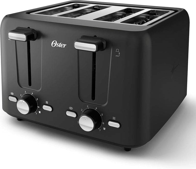 Oster 4-Slice Toaster with Bagel and Reheat Settings and Extra-Wide Slots, Black