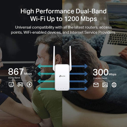 TP-Link AC1200 WiFi Extender (RE315) - Covers up to 1,500 Sq.ft and 25 Devices, Up to 1200Mbps, Dual Band WiFi Booster Repeater, Access Point Mode, white
