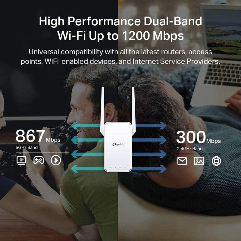 TP-Link AC1200 WiFi Extender (RE315) - Covers up to 1,500 Sq.ft and 25 Devices, Up to 1200Mbps, Dual Band WiFi Booster Repeater, Access Point Mode, white