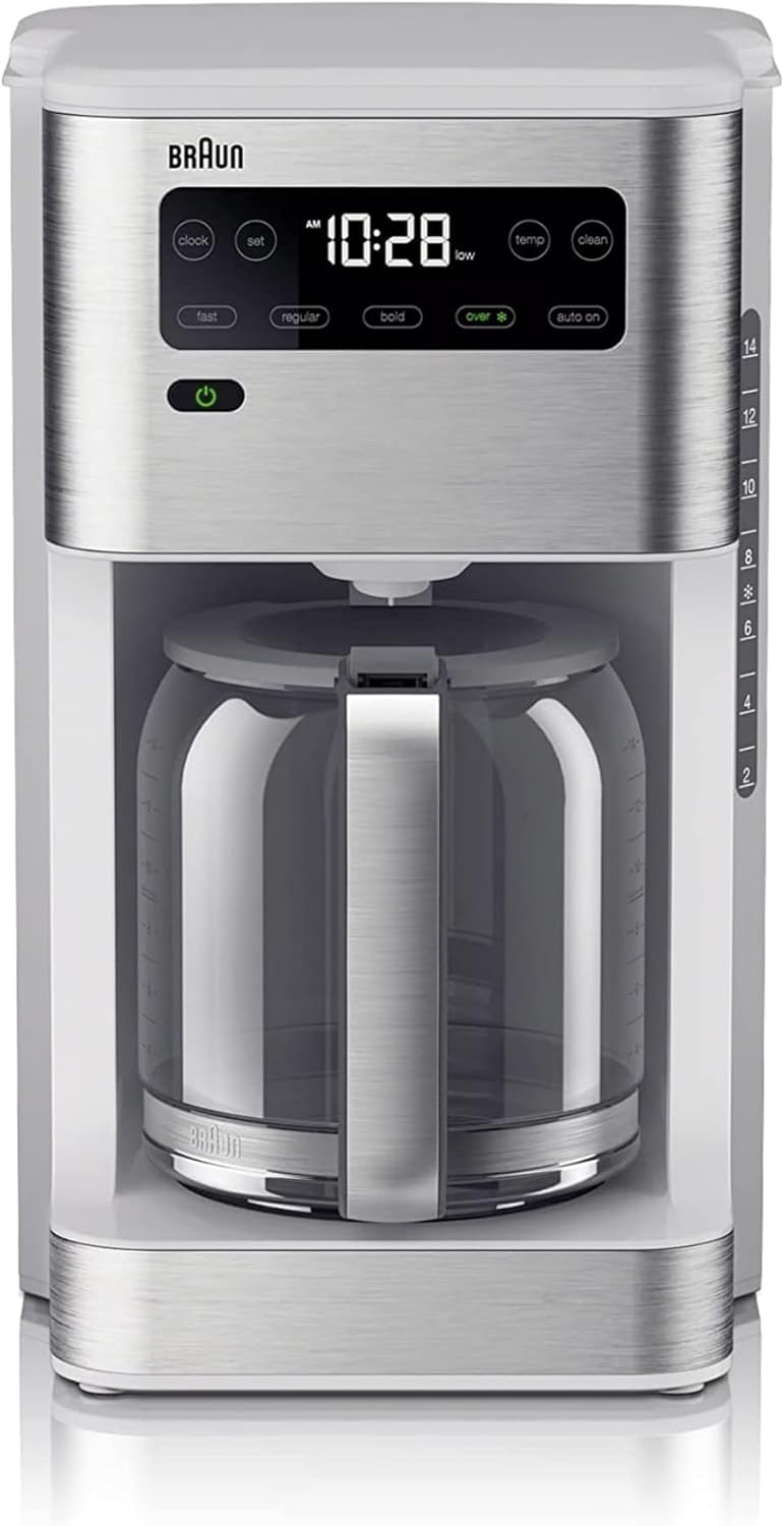 Braun KF5650WH Pure Flavor Coffee Maker, 14 cup, White