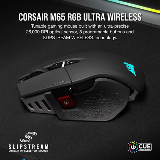 CORSAIR M65 RGB Ultra Wireless, Tunable FPS Wireless Gaming Mouse - PuriLite