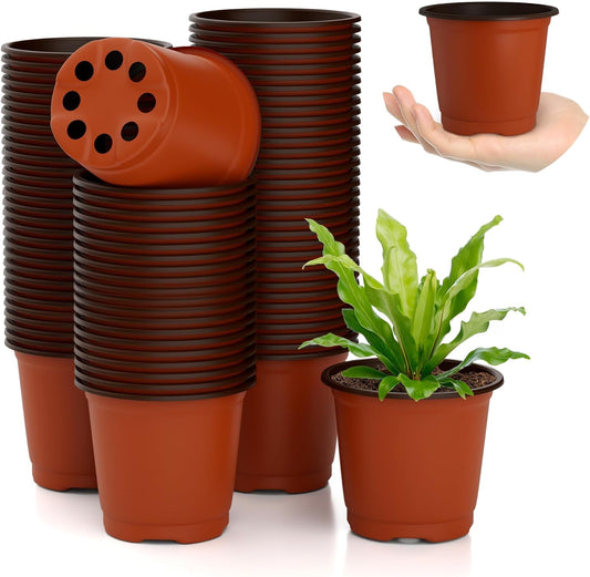 Nursery Pots Planting Pots 4 Inch Plant Pot 100pcs Seedling Pots Plastic Plant Pot Seed Starter Pots Plant Starter Pots Plastic Pots Small Plant Pots Plastic Nursery Pots Seed Starting Pots Flower Pot
