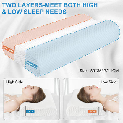 Findigit Standard Memory Foam Pillow Bed Pillows for Sleeping Soft and Supportive Bed Pillow for Side, Stomach or Back Sleepers (White,23.6''x13.7'')