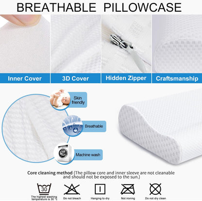 Findigit Standard Memory Foam Pillow Bed Pillows for Sleeping Soft and Supportive Bed Pillow for Side, Stomach or Back Sleepers (White,23.6''x13.7'')