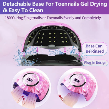 UV LED Nail Lamps, iBigLY 248W Faster Led Nail Dryer for Gel Nails Polish Curing Gel UV Led Lamp with 60 Lamp Beads, 4 Timers, Auto Sensor, Home/Salon Nail UV Light Tools for Fingernail & Toenail