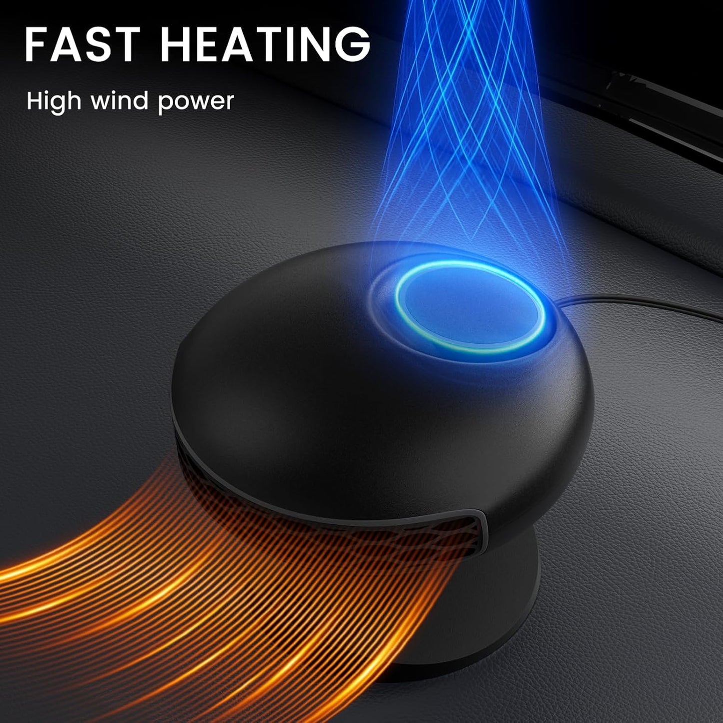 12V Car Heater – 150W Fast Heating Defroster Fan – 360° Rotatable Plug-In Heater Fan – Portable Windshield Defogger for Cars, Trucks & SUVs