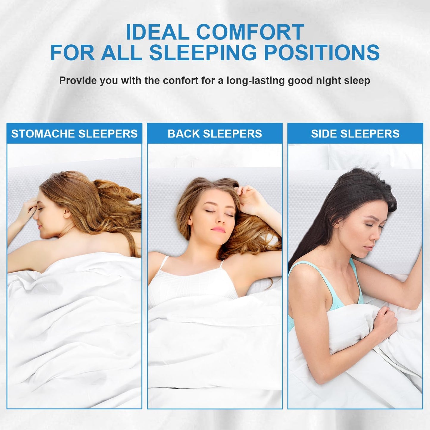 Findigit Standard Memory Foam Pillow Bed Pillows for Sleeping Soft and Supportive Bed Pillow for Side, Stomach or Back Sleepers (White,23.6''x13.7'')