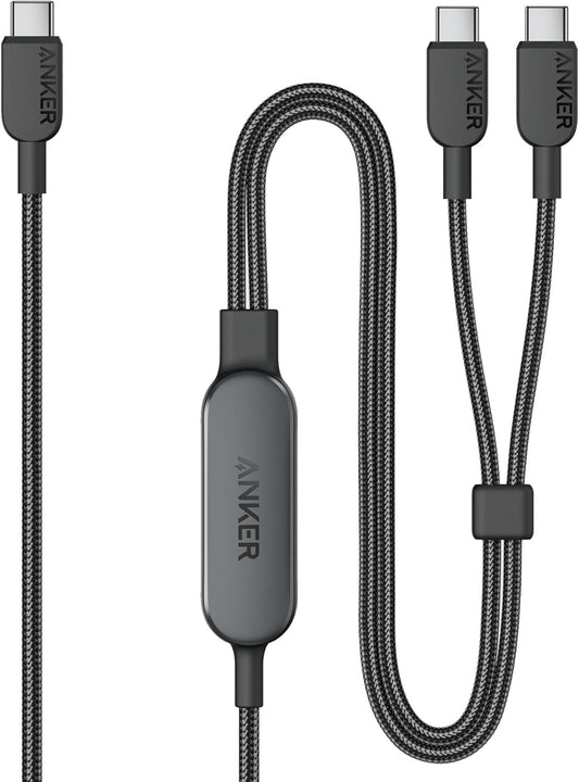 Anker USB C Cable,4 ft 2-in-1 USB C to USB C Cable 140W Max,Fast Charging for iPhone 16/16 Pro/16 Pro Max/16 Plus/15 Series,Galaxy S24,MacBook Air/Pro,Lenovo,iPad,and More (USB 2.0,Braided,Black)