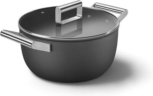 Smeg Black 5-Quart 9.5-Inch Casserole Dish with Lid