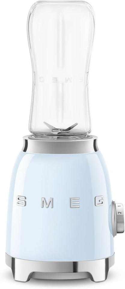 Smeg 50's Retro Style Personal Blender, 2 To-Go Bottles, 2 Speeds, 20 Oz, Compact Size, Pastel Blue, PBF01PBUS