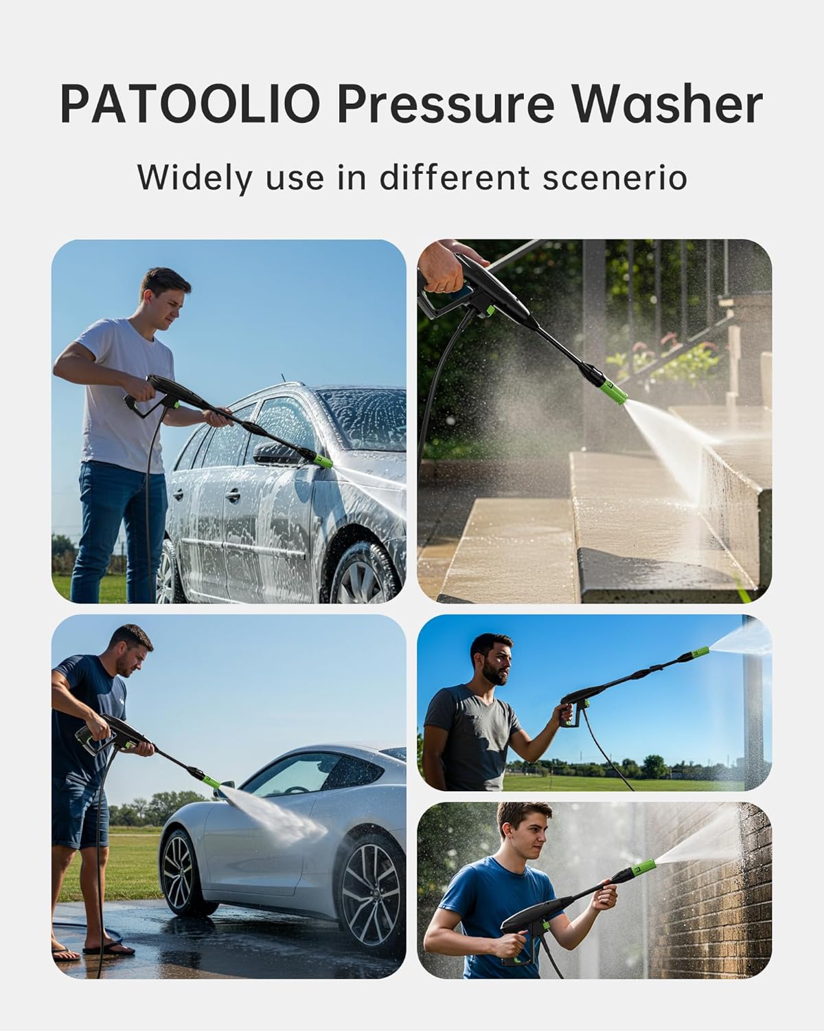 Pressure Washer, 4000PSI 2.6 GPM Max Power Washer with Foam Cannon 23FT Hose PATOOLIO Electric High Pressure Washer for Fences, Patios, Decks, Patios and Cars