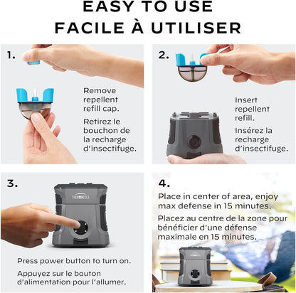 Thermacell Mosquito Repellent Rechargeable Adventure EX-Series EX90; Patio Shield with 9-Hour Battery, Includes 12-Hour Refill, Rubber Armor & Carabiner; Scent Free Bug Spray Alternative