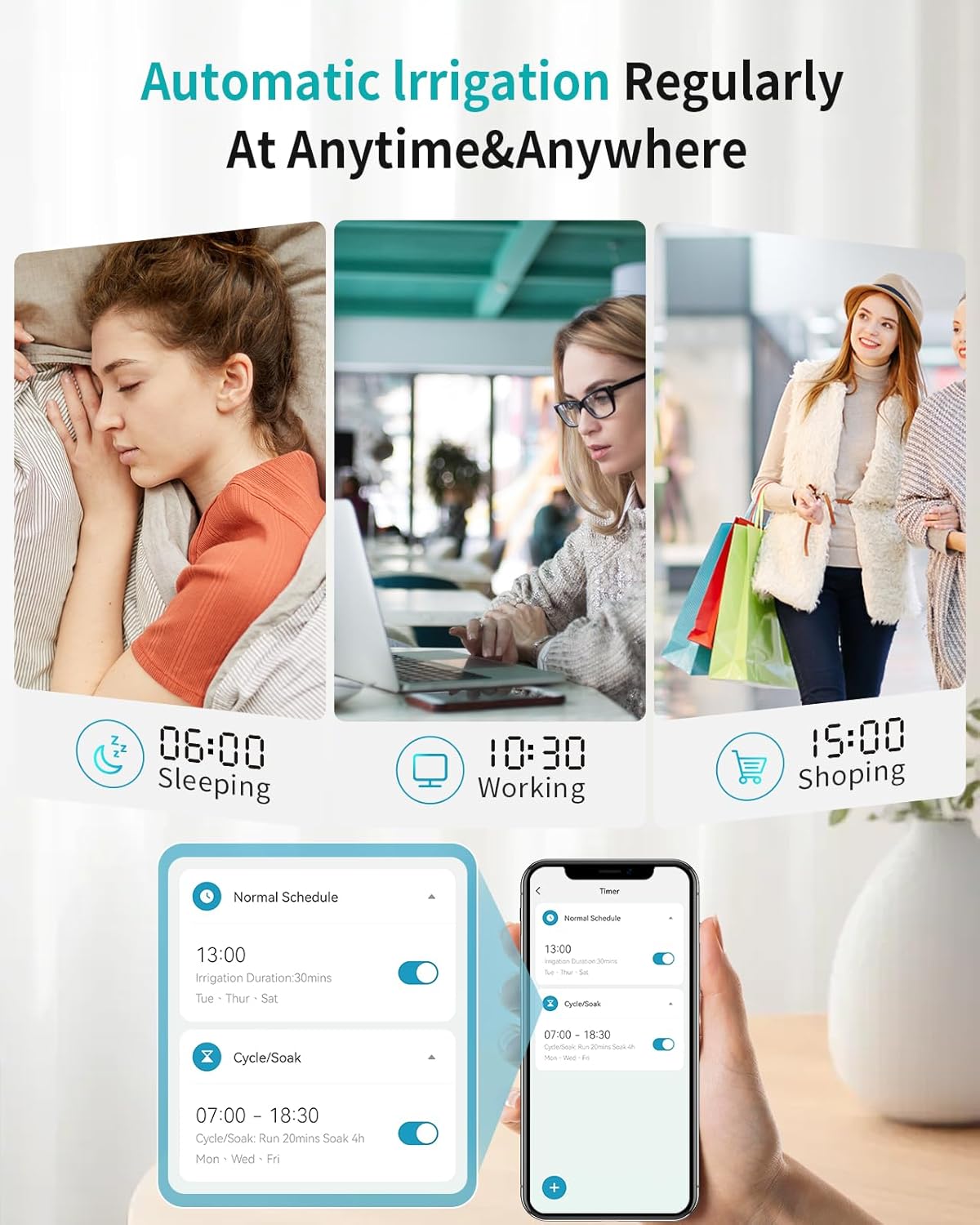 WiFi Hose Timer 1 Zone, Smart Voice/APP-Controlled Sprinkler Timer with Auto/Manual/Rain Delay Modes for Garden/Lawn, Works with Alexa & Google Assistant, IP55 Waterproof & Easy Set Up (2.4GHz WiFi)