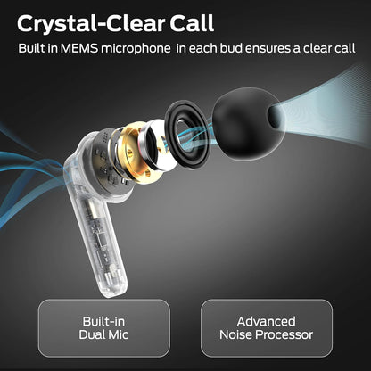 Monster N-Lite 203 AirLinks Wireless Earbuds, Bluetooth Headphones with HiFi Stereo, Wireless Earphones with HD Clear Call, 30H Playback, Touch Control, IPX6 Waterproof in-Ear Earbuds, Black