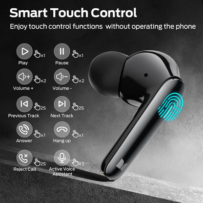 Monster N-Lite 203 AirLinks Wireless Earbuds, Bluetooth Headphones with HiFi Stereo, Wireless Earphones with HD Clear Call, 30H Playback, Touch Control, IPX6 Waterproof in-Ear Earbuds, Black