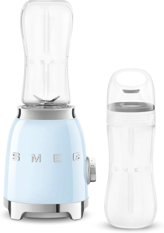 Smeg 50's Retro Style Personal Blender, 2 To-Go Bottles, 2 Speeds, 20 Oz, Compact Size, Pastel Blue, PBF01PBUS