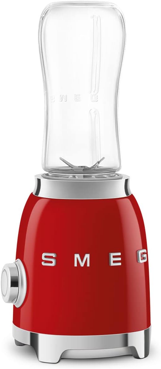 Smeg 50's Retro Style Personal Blender, 2 To-Go Bottles, 2 Speeds, 20 Oz, Compact Size, Red, PBF01RDUS