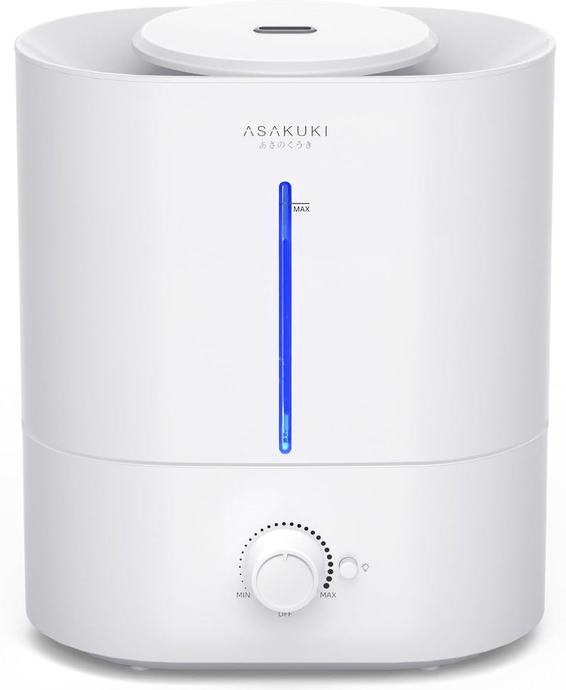 ASAKUKI Humidifiers for Bedroom Large Room, 4L Top Fill Cool Mist Air Humidifier for Plants Baby, 40H Runtime, Essential Oil Diffuser, Night Light, Auto Shut Off, Easy Clean