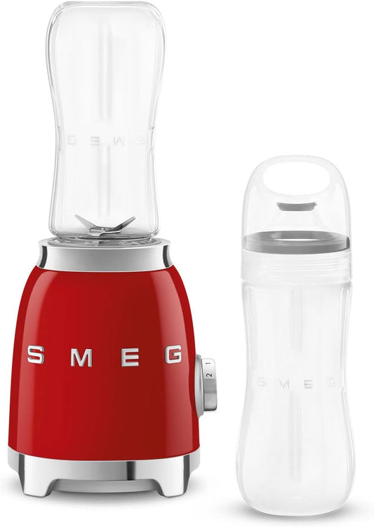 Smeg 50's Retro Style Personal Blender, 2 To-Go Bottles, 2 Speeds, 20 Oz, Compact Size, Red, PBF01RDUS