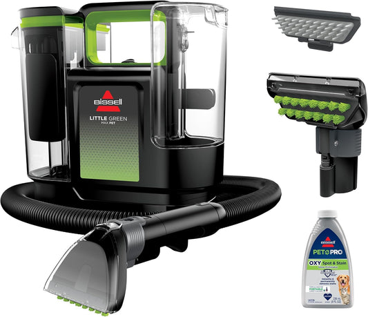 BISSELL Little Green Max Pet Portable Carpet and Upholstery Deep Cleaner, Car/Auto Detailer, with Self-cleaning Tough Stain Tool and Pet Hair Removal Tool, 3860B