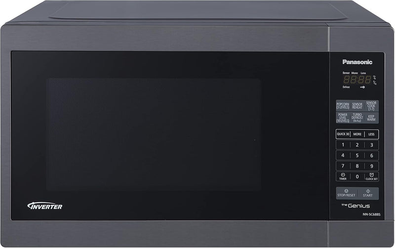 Panasonic NNSC688SC Genius Mid Size 1200W Inverter Microwave Oven, 7 Auto Cook Menus, Child Lock, Black Stainless