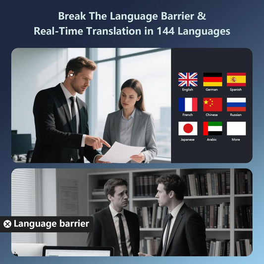 AI Language Translation Wireless Earbuds Bluetooth 5.4 Real Time Headphones,Translator for 144 Languages & Accents,LED Digital Display Charging Case,Long Battery Life, Fit iOS and Android (Deep Black)