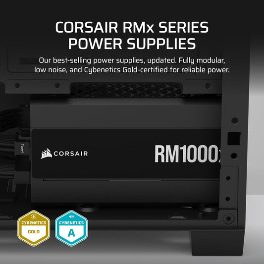 CORSAIR RM1000x Fully Modular Low-Noise ATX Power Supply – ATX 3.1 Compliant – PCIe 5.1 Support – Cybenetics Gold Efficiency – Native 12V-2x6 Connector – Black - PuriLite