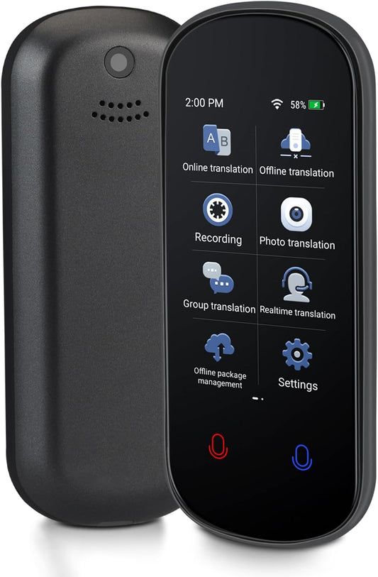 Language Translator Device, Two Way Real-Time Voice Translation, Support 138 Languages, Accurate Offline/Recording/Photo Instant Translation with 3”HD Inch Touch Screen for Travel
