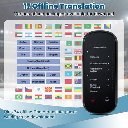 Language Translator Device, Two Way Real-Time Voice Translation, Support 138 Languages, Accurate Offline/Recording/Photo Instant Translation with 3”HD Inch Touch Screen for Travel