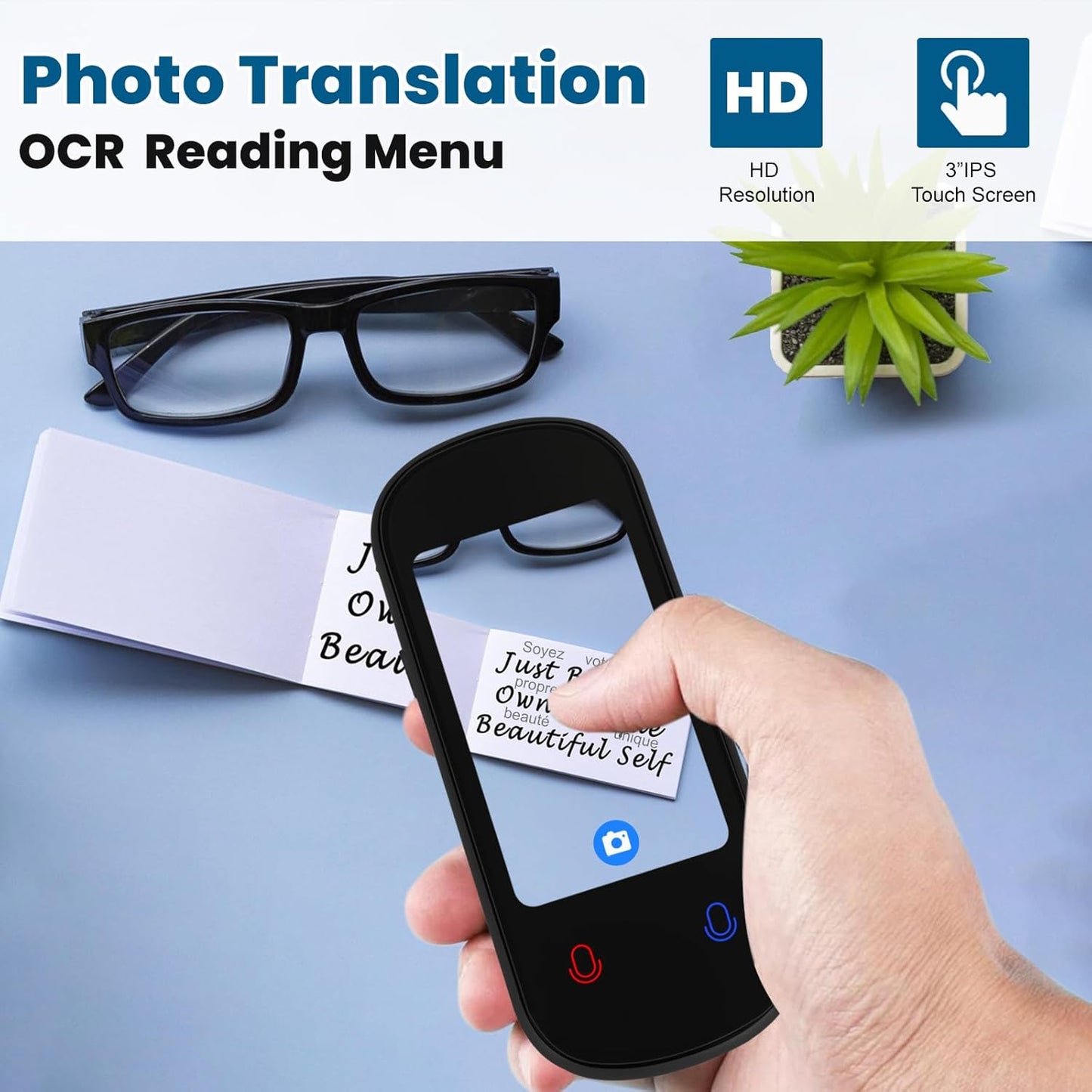 Language Translator Device, Two Way Real-Time Voice Translation, Support 138 Languages, Accurate Offline/Recording/Photo Instant Translation with 3”HD Inch Touch Screen for Travel