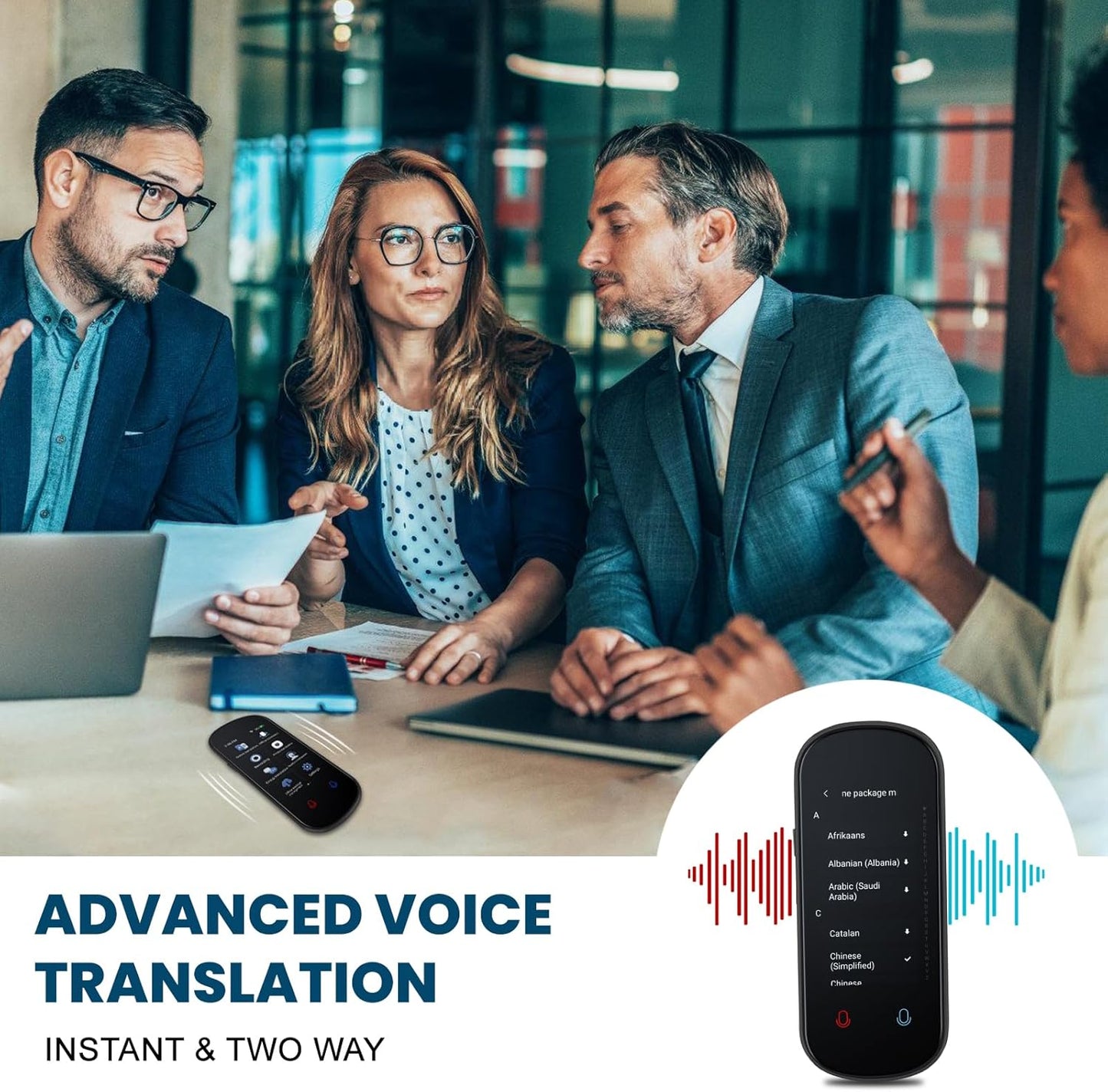 Language Translator Device, Two Way Real-Time Voice Translation, Support 138 Languages, Accurate Offline/Recording/Photo Instant Translation with 3”HD Inch Touch Screen for Travel