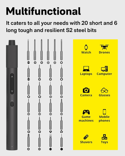HOTO Electric Precision Screwdriver Kit, 46-in-1 Rechargeable Screwdriver Kit, Cordless Mini Power Screwdriver Kit with S2-Steel Bits, 2-Gears Torque, LED Light, Ideal for Phone/Glasses/Watch/Laptop