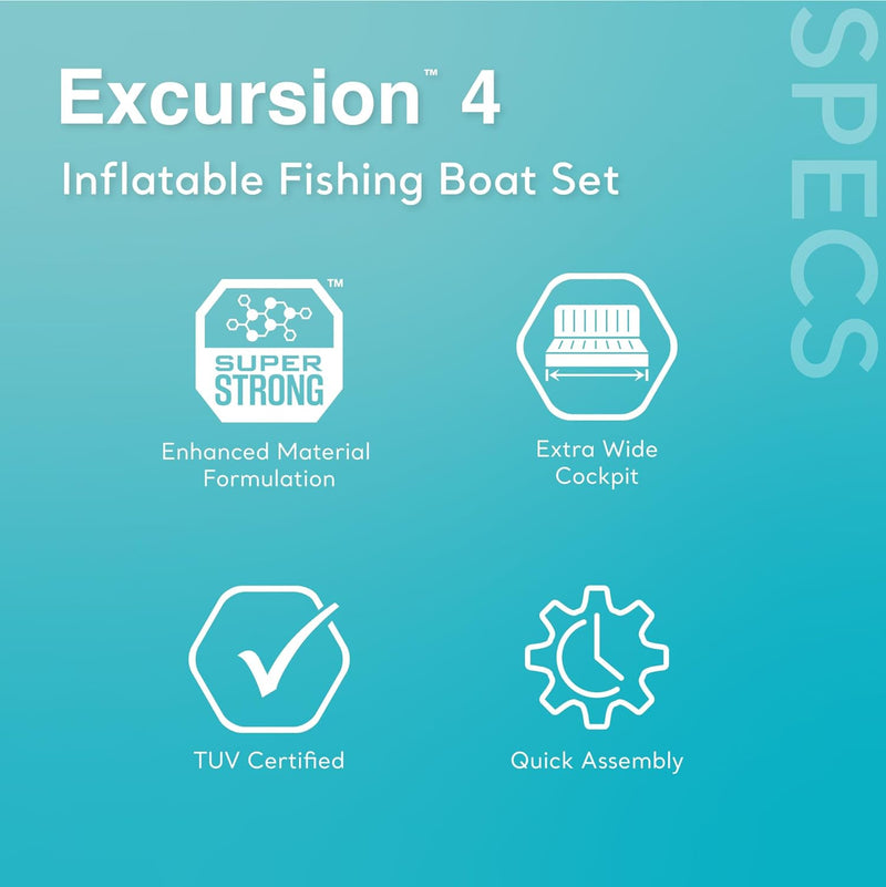 INTEX Excursion Inflatable Boat Series: Includes Deluxe 54in Boat Oars and High-Output Pump – SuperTough PVC – Adjustable Seats with Backrest – Fishing Rod Holders – Welded Oar Locks