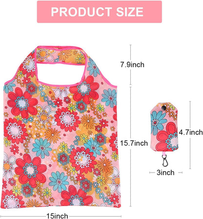 Voittozege 35 Pack Reusable Floral Grocery Bags Foldable Grocery Bags Reusable Shopping Bags Waterproof Reusable Grocery Bags Packable Shopping Bags Machine Washable Bags for Shopping