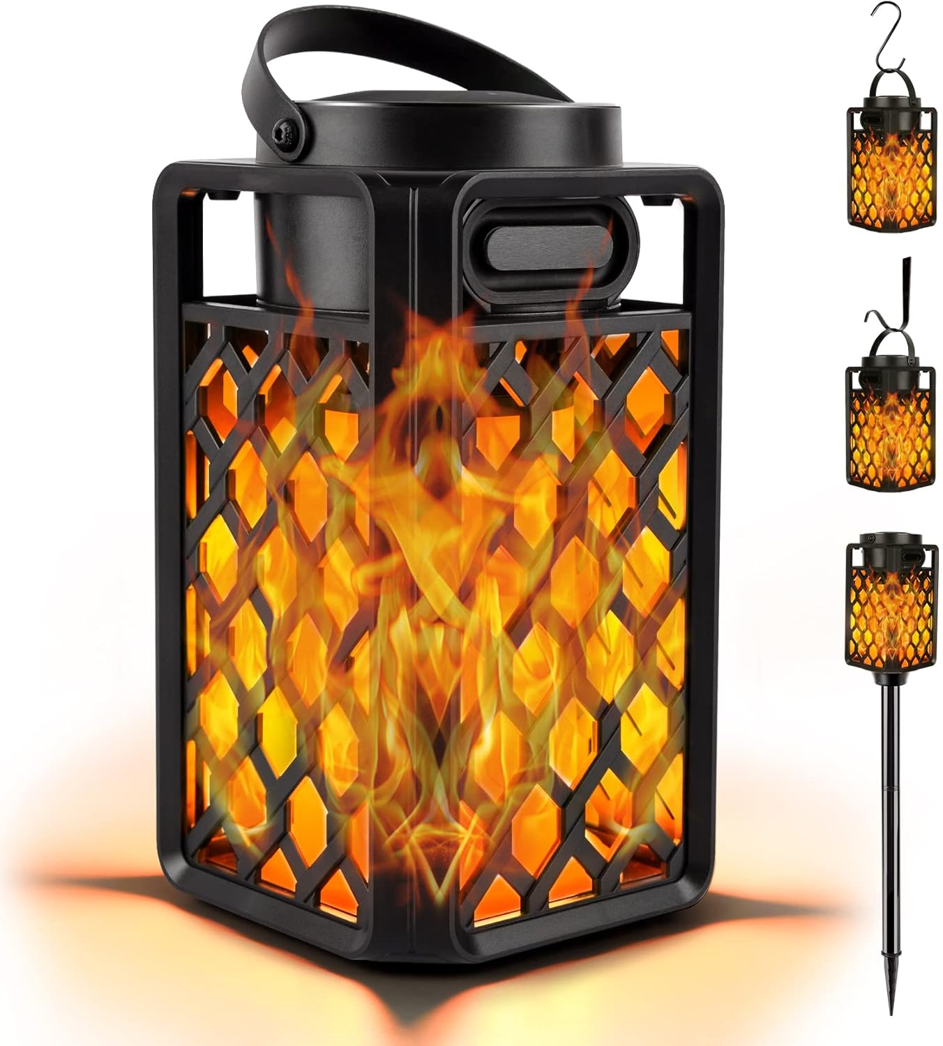 Outdoor Bluetooth Speaker with Flame Atmosphere, Waterproof Wireless LED Torch Lantern, Wall Mount/Stake/Hook, 10W Stereo Sound, Portable Camping and Patio Accessories