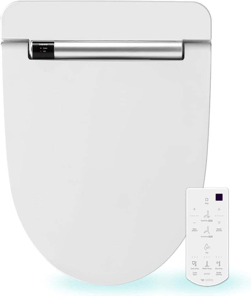 VOVO VB-4000SE Elongated Bidet Toilet Seat, Warm Water, LED Light, Heated Seat, White, Deodorizer, Dryer, Stainless Steel Nozzle, Made in Korea, 3 Year Warranty