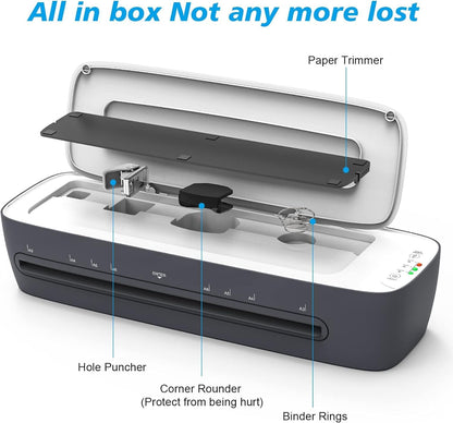 Laminator Machine and Sheets 13-Inch, Laminating Machine 11x17 Cold Thermal Laminator, 9 in 1 Lamination Machine 60s Warm-Up No Jam, Laminate Machine for Home/School/Office use