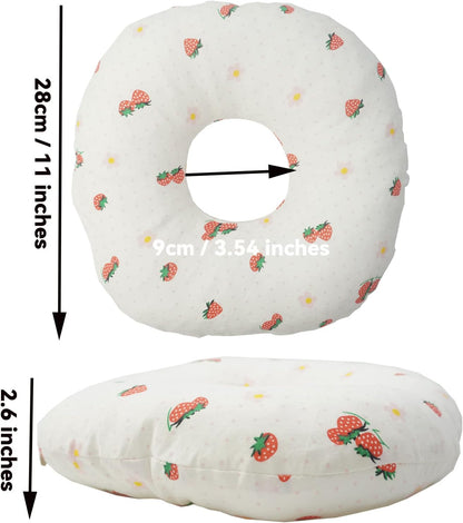 Ear Piercing Pillow for Side Sleepers With Ear Hole, 11" Donut Pillow Side Sleeping Pillow, Circle 3.5" Pillow, Small Pillow with Ear Hole for Sleeping with Earrings/earplugs (White, PP cotton))