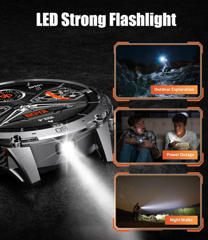 Smartwatch for Men with Bluetooth Call/LED Flashlight, 1.75" HD Amoled Fitness Tracker with 30 Days Battery/120+ Sports Modes, IP68 Waterproof Military Smart Watch for Android iOS, Black