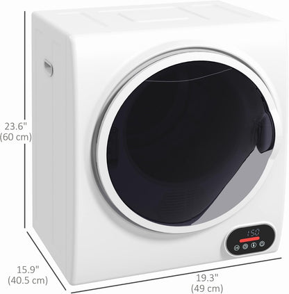 HOMCOM 850W 9lbs Electric Portable Compact Laundry Clothes Dryer, 1.5 cu.ft Portable Tumble Dryer with Stainless Steel Drum, for Apartment, Home, White