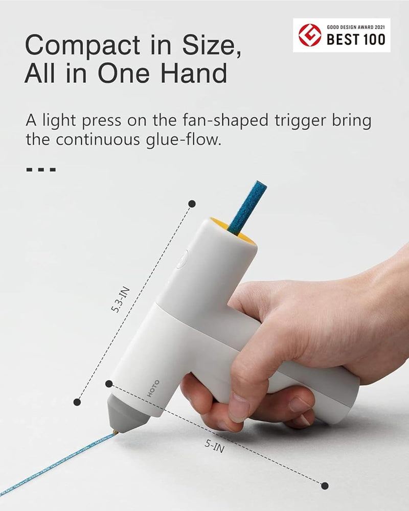 HOTO Hot Glue Gun, Cordless Mini Glue Gun with 10 Melt Glue Sticks, Manual Dispensing, 30S Heating Fast, USB-C Charging, Smart Power-Off, Suitable for Crafting/DIY Arts/Sealing