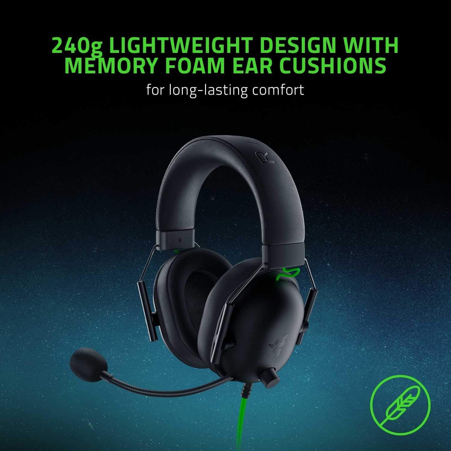 Razer BlackShark V2 X Gaming Headset: 50mm Drivers - Cardioid Mic - Memory Foam Cushion - Lightweight- Comfortable, Noise Isolating Earcups - for PC, PS4, PS5, Switch - 3.5mm Audio Jack - Black
