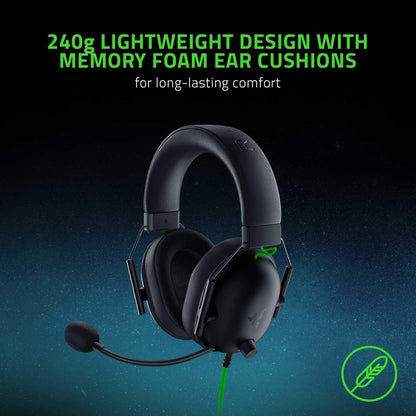Razer BlackShark V2 X Gaming Headset: 50mm Drivers - Cardioid Mic - Memory Foam Cushion - Lightweight- Comfortable, Noise Isolating Earcups - for PC, PS4, PS5, Switch - 3.5mm Audio Jack - Black