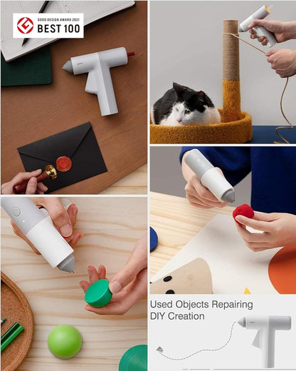 HOTO Hot Glue Gun, Cordless Mini Glue Gun with 10 Melt Glue Sticks, Manual Dispensing, 30S Heating Fast, USB-C Charging, Smart Power-Off, Suitable for Crafting/DIY Arts/Sealing